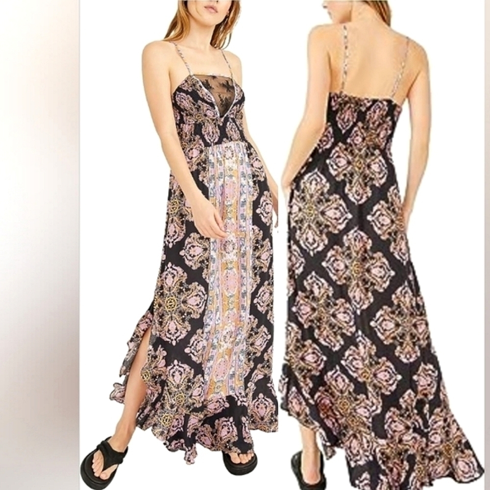 NWT Free People That Moment Maxi Boho Print Dress Size XS $118